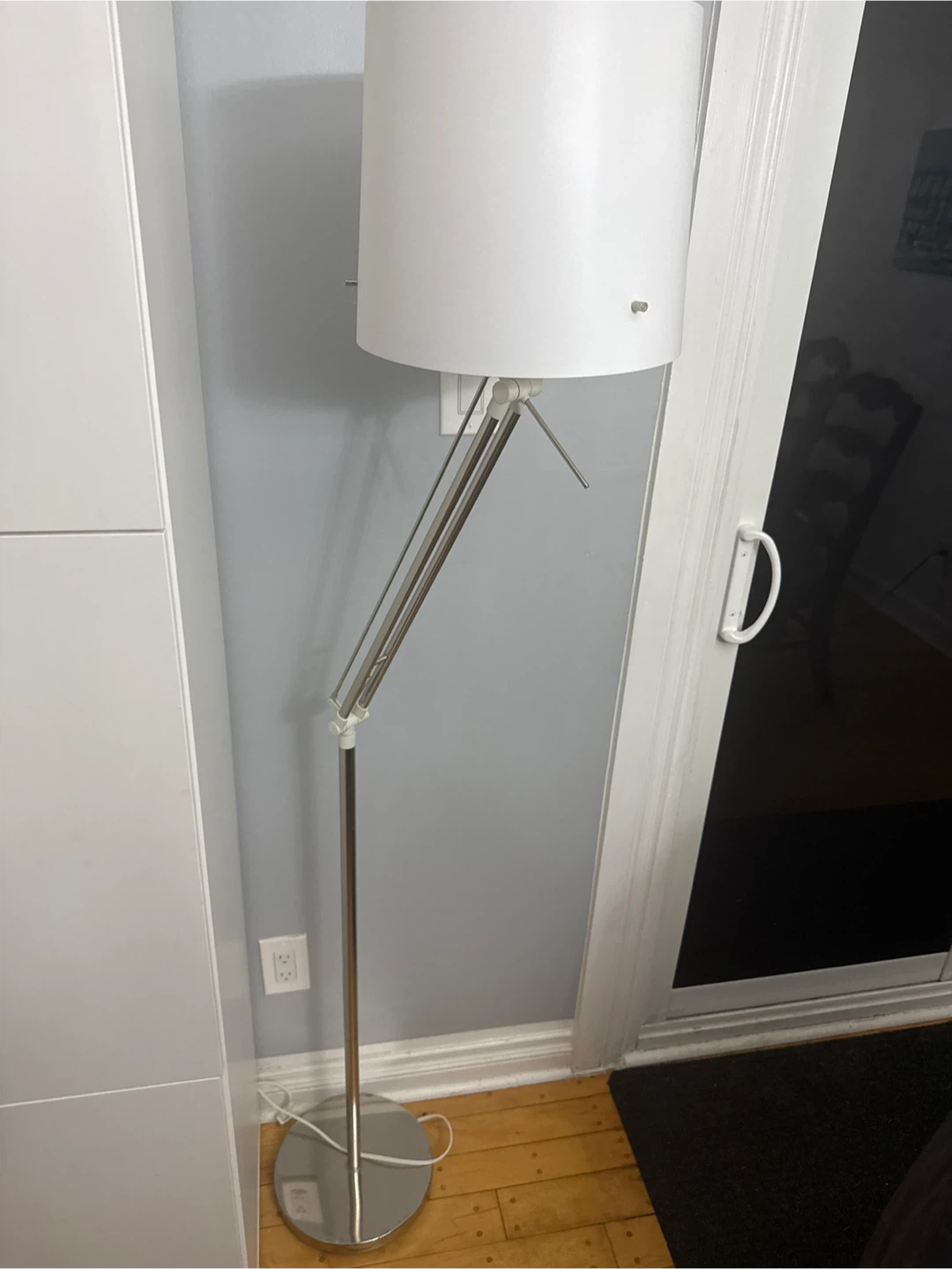 Floor Lamp - White Shade, Silver Stand - photo 4