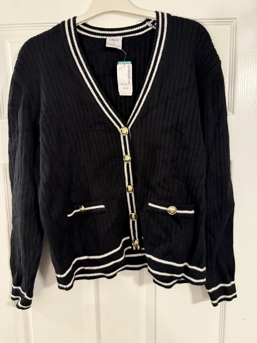 Contemporaine Black Cardigan - Size L