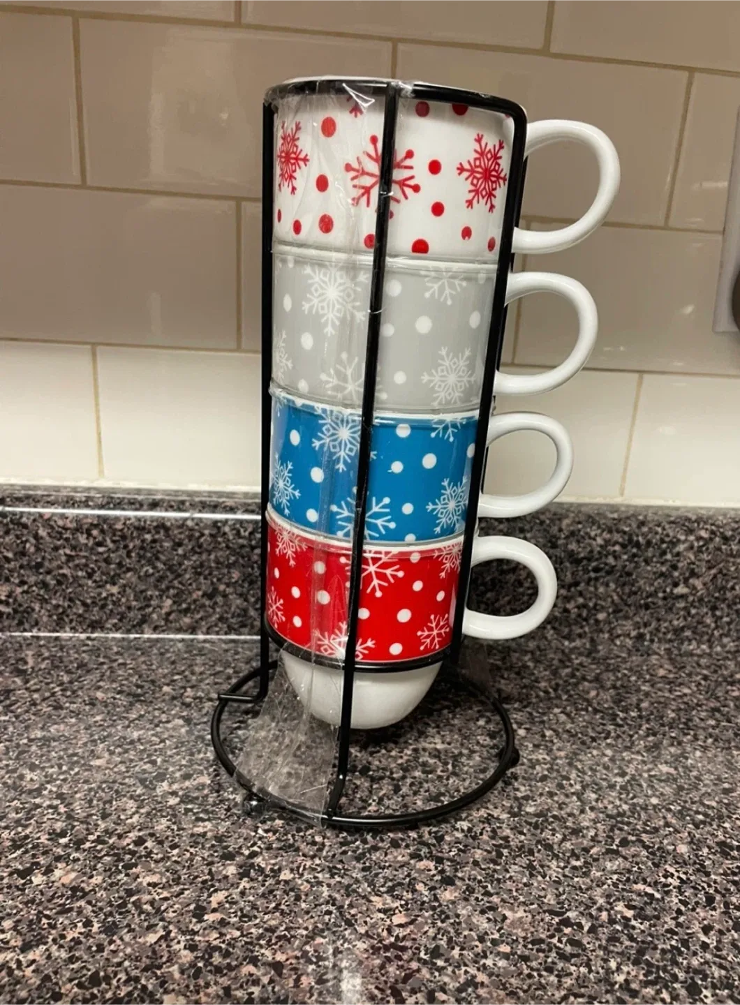 Christmas Stacking Mugs with Stand