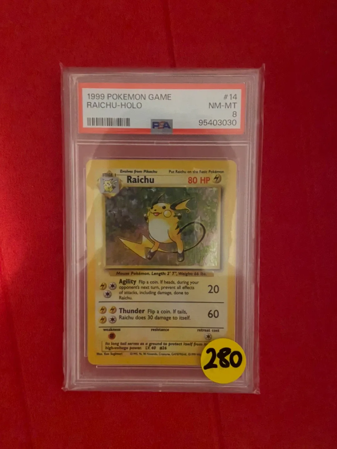 1999 Pokemon Game Raichu-Holo PSA 8