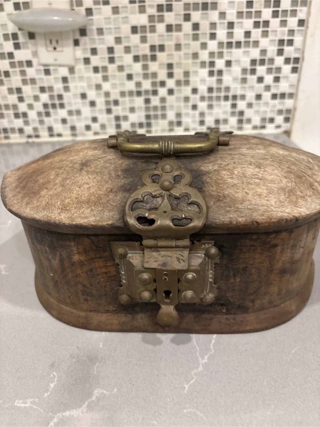 Vintage Wooden Box with Metal Clasp