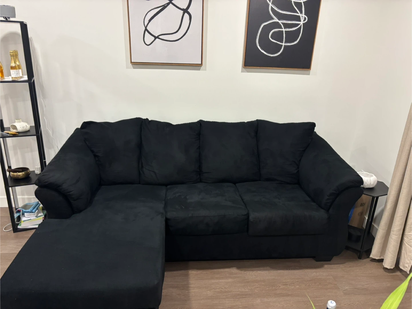 Black Sectional Sofa with Chaise Lounge - photo 2