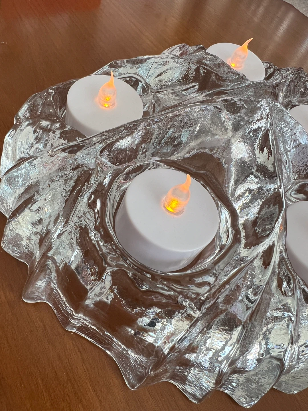 Glass Candle Holder with LED Candles - photo 2