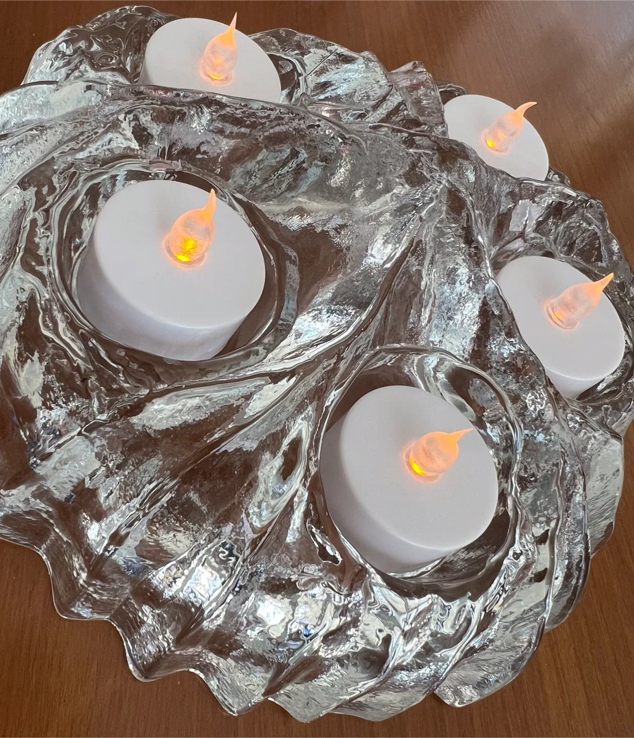 Glass Candle Holder with LED Candles