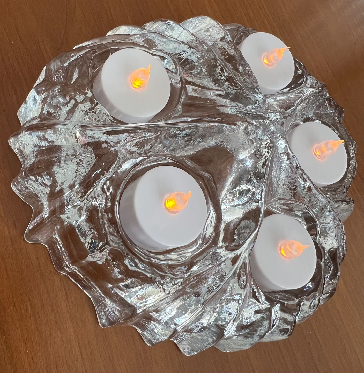 Glass Candle Holder with LED Candles - photo 4