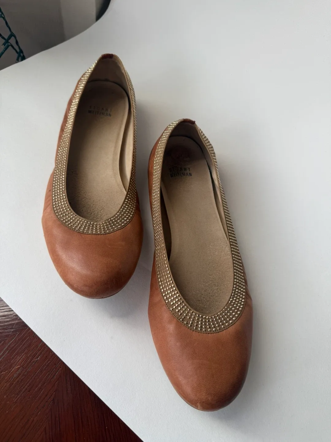 Stuart Weitzman Brown Leather Flats Sz 9.5