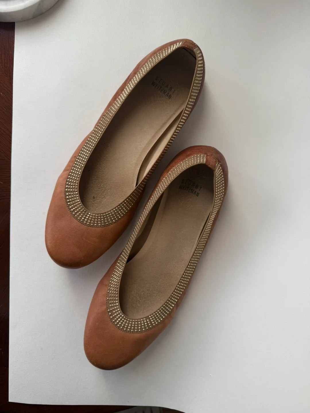 Stuart Weitzman Brown Leather Flats Sz 9.5 image indicator(3)
