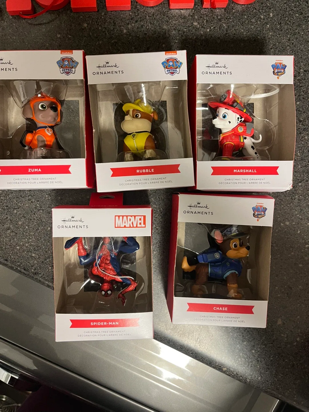 Hallmark Spiderman & Paw Patrol Christmas Ornaments - New