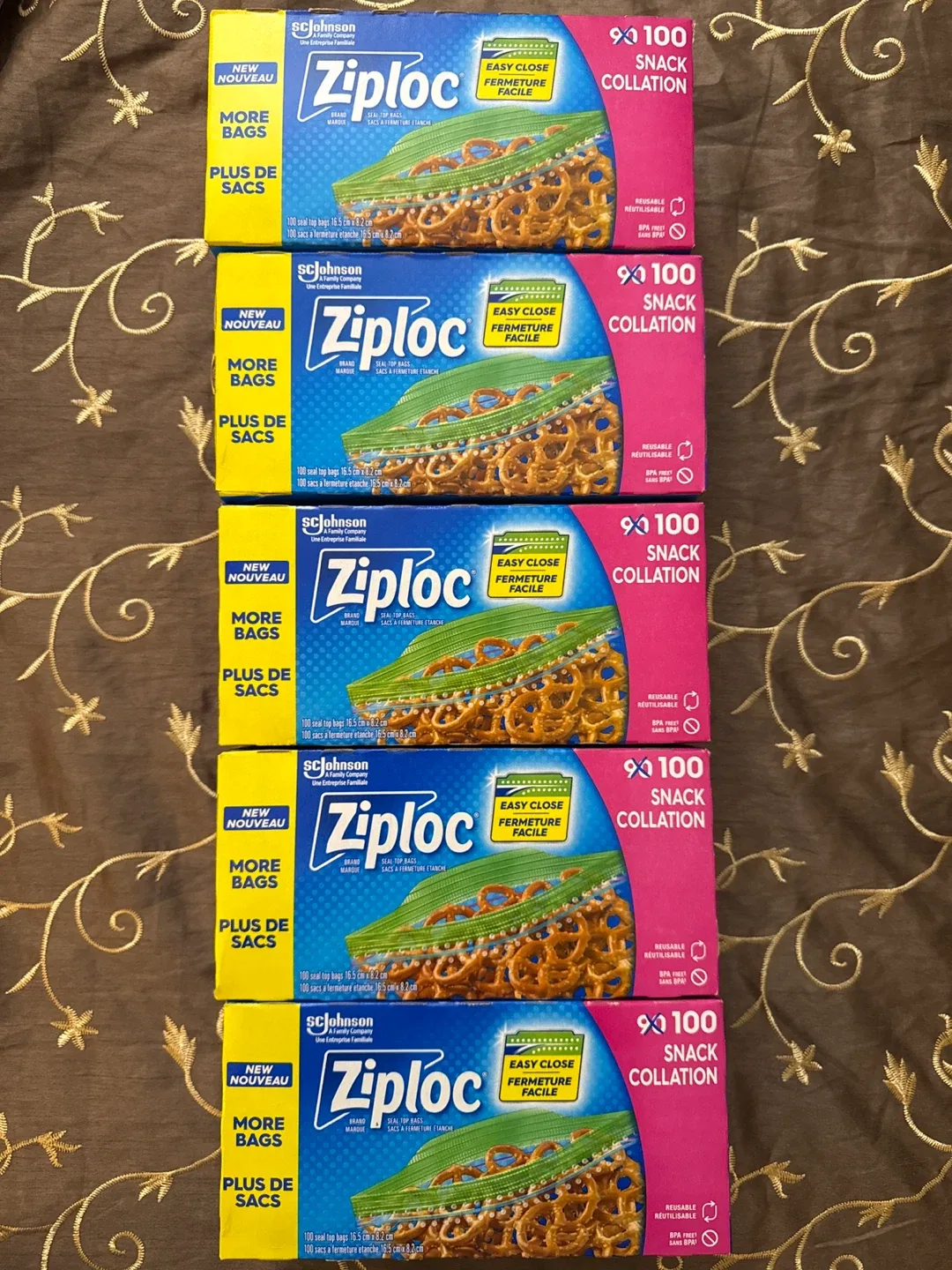 Ziploc Snack Bags – 5 Boxes (100 each) – Brand New