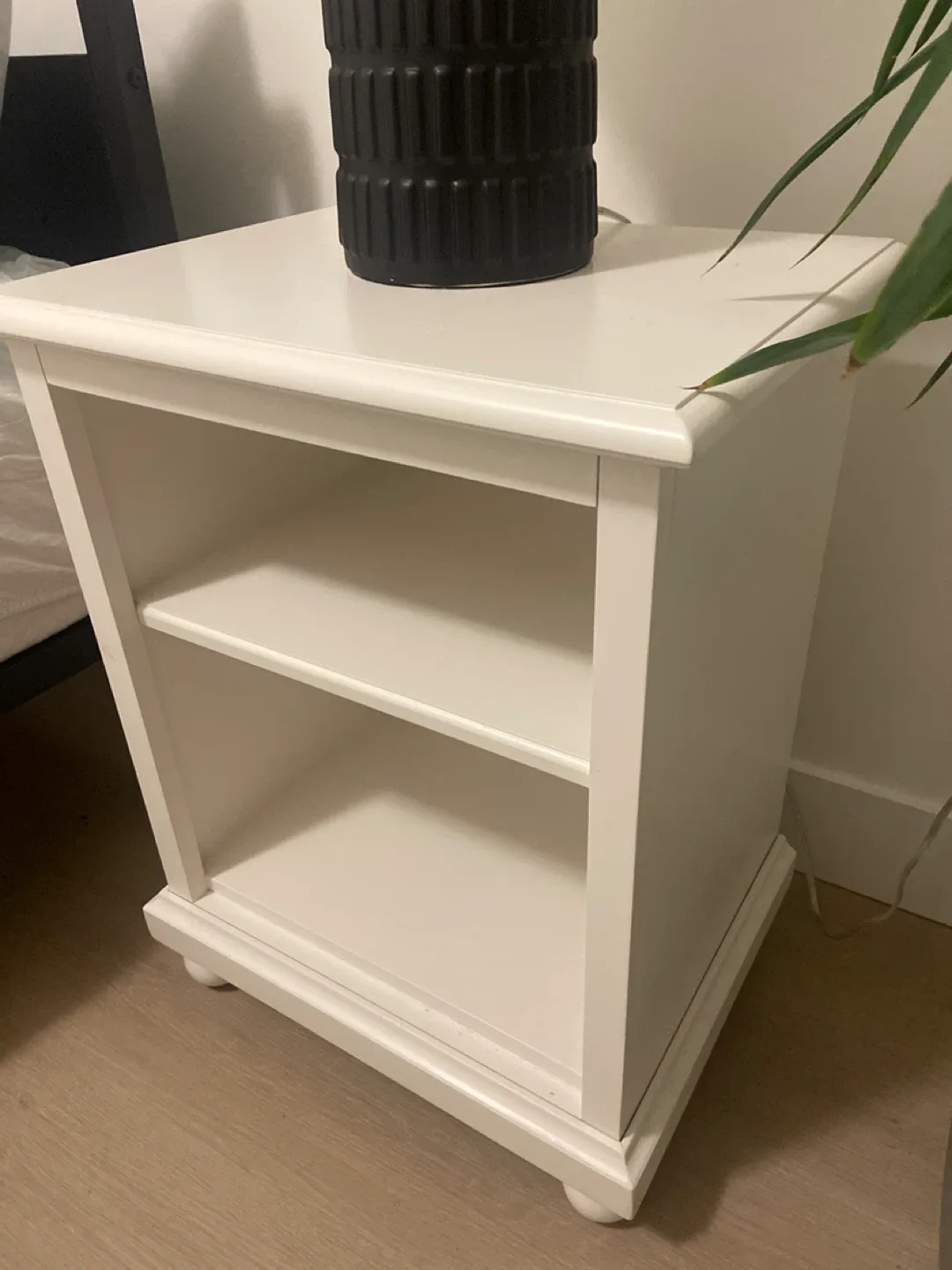 White Nightstand with Shelf