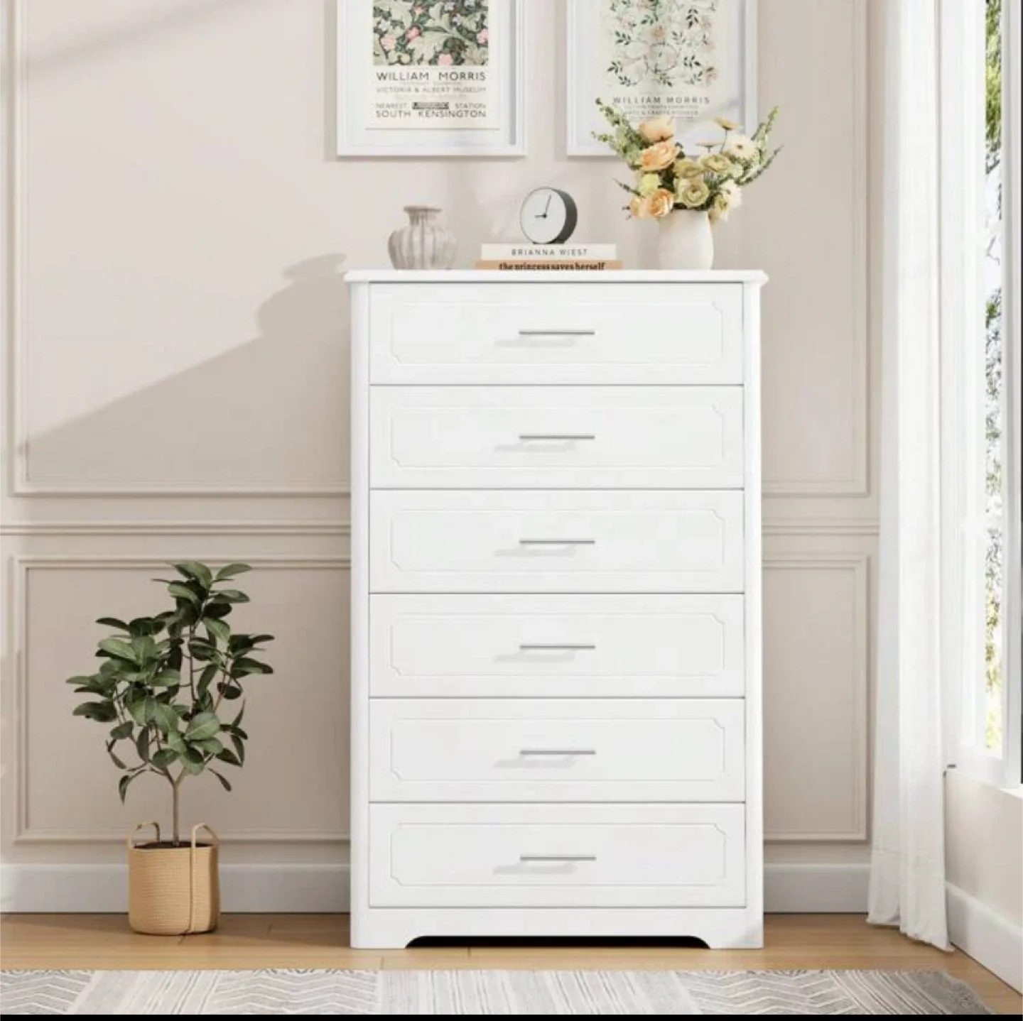 Tall White 6-Drawer Dresser image indicator(5)