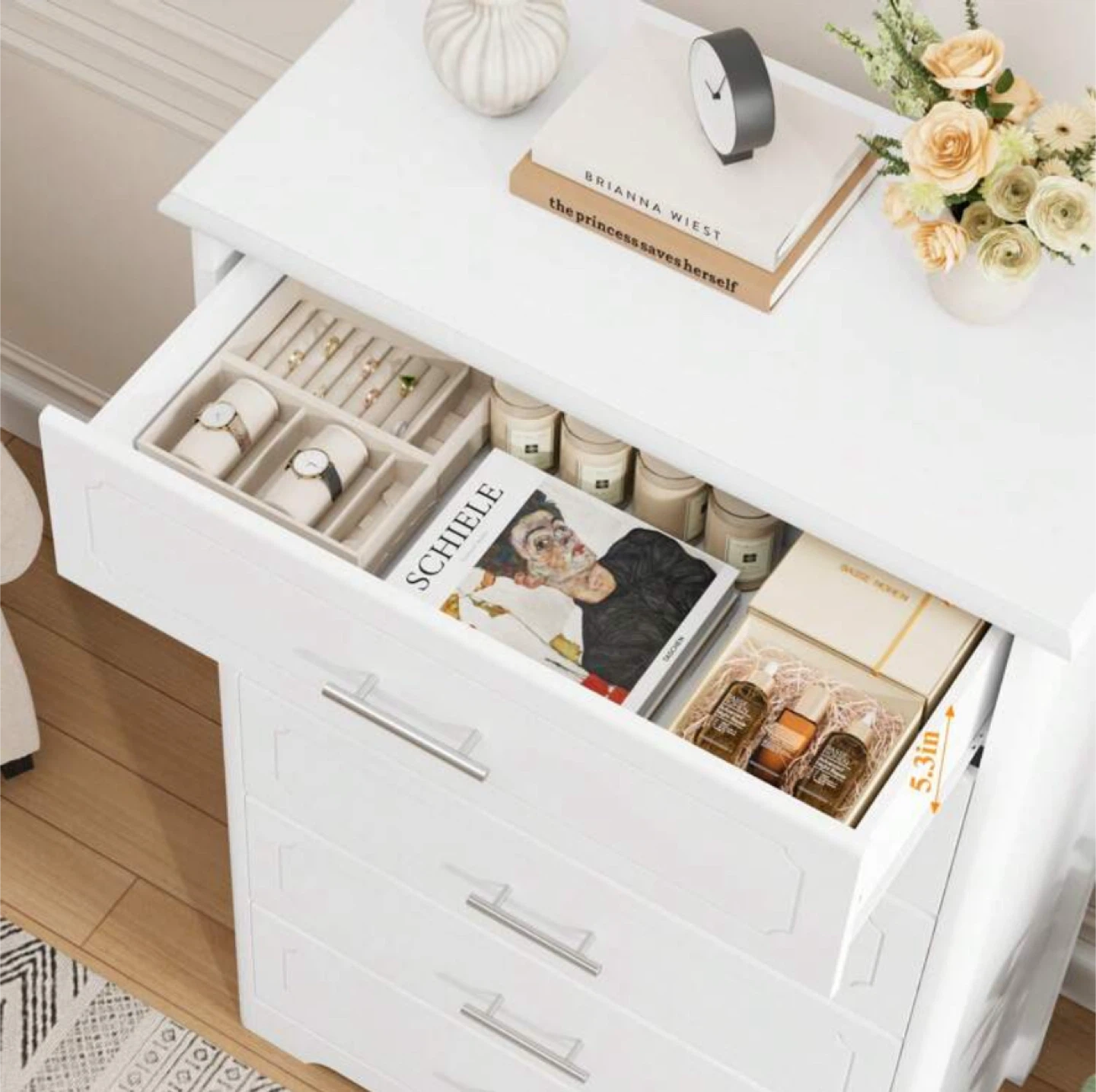 Tall White 6-Drawer Dresser - photo 4