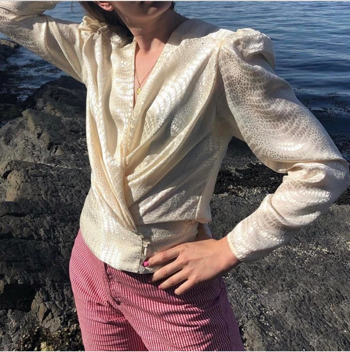 Crocodile Print Blouse - Size Unknown - photo 4