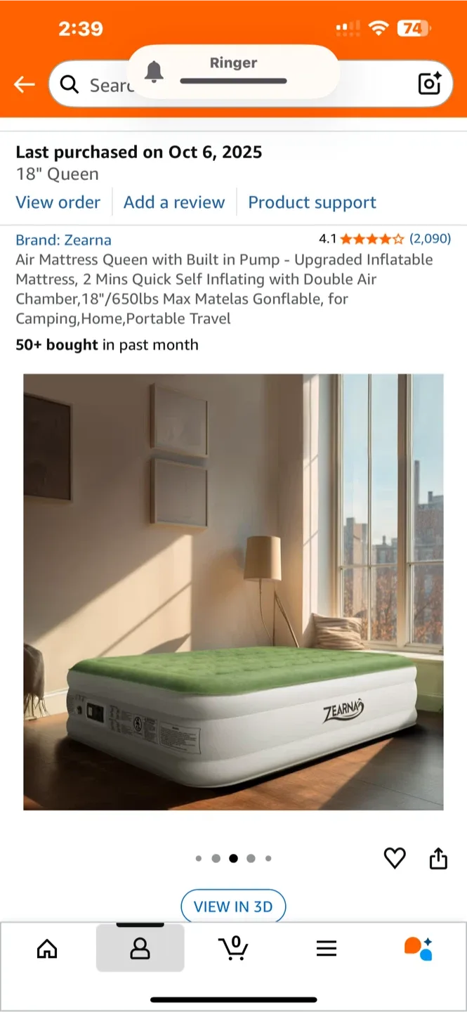 Zearna Queen Air Mattress w/ Built-in Pump image indicator(2)