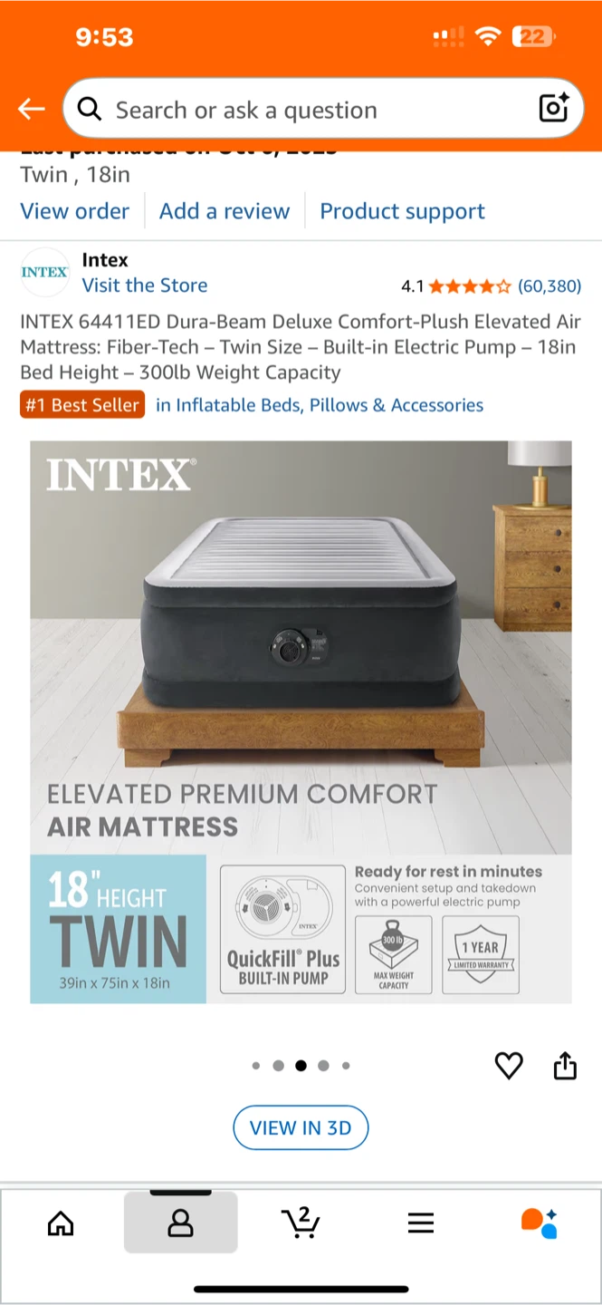 Intex Dura-Beam Deluxe Twin Air Mattress - photo 3