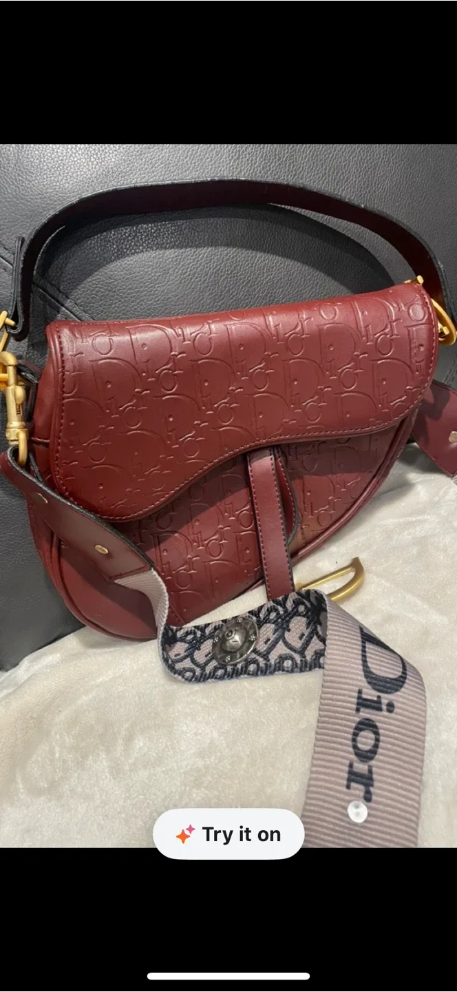 Christian Dior Saddle Bag - Burgundy Authentic with ID nr.