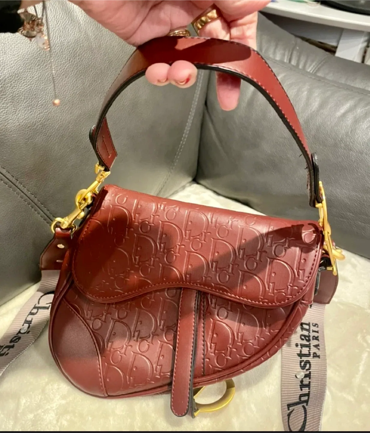 Christian Dior Saddle Bag - Burgundy Authentic with ID nr. image indicator(3)