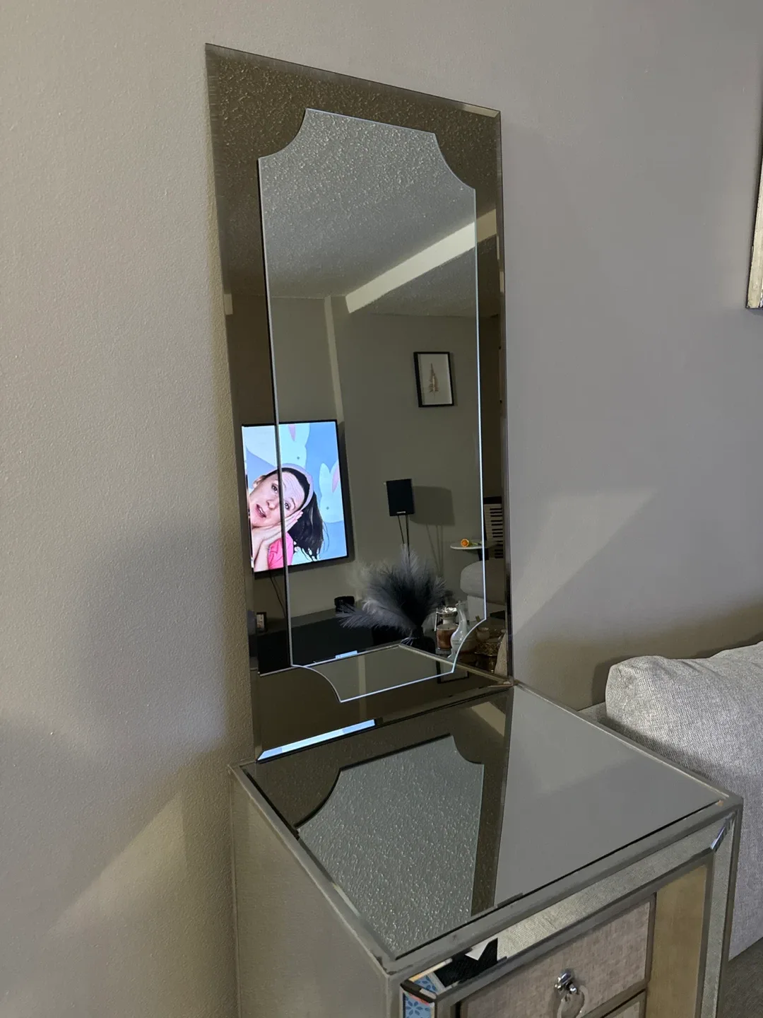 Mirrored Accent Table with Drawer