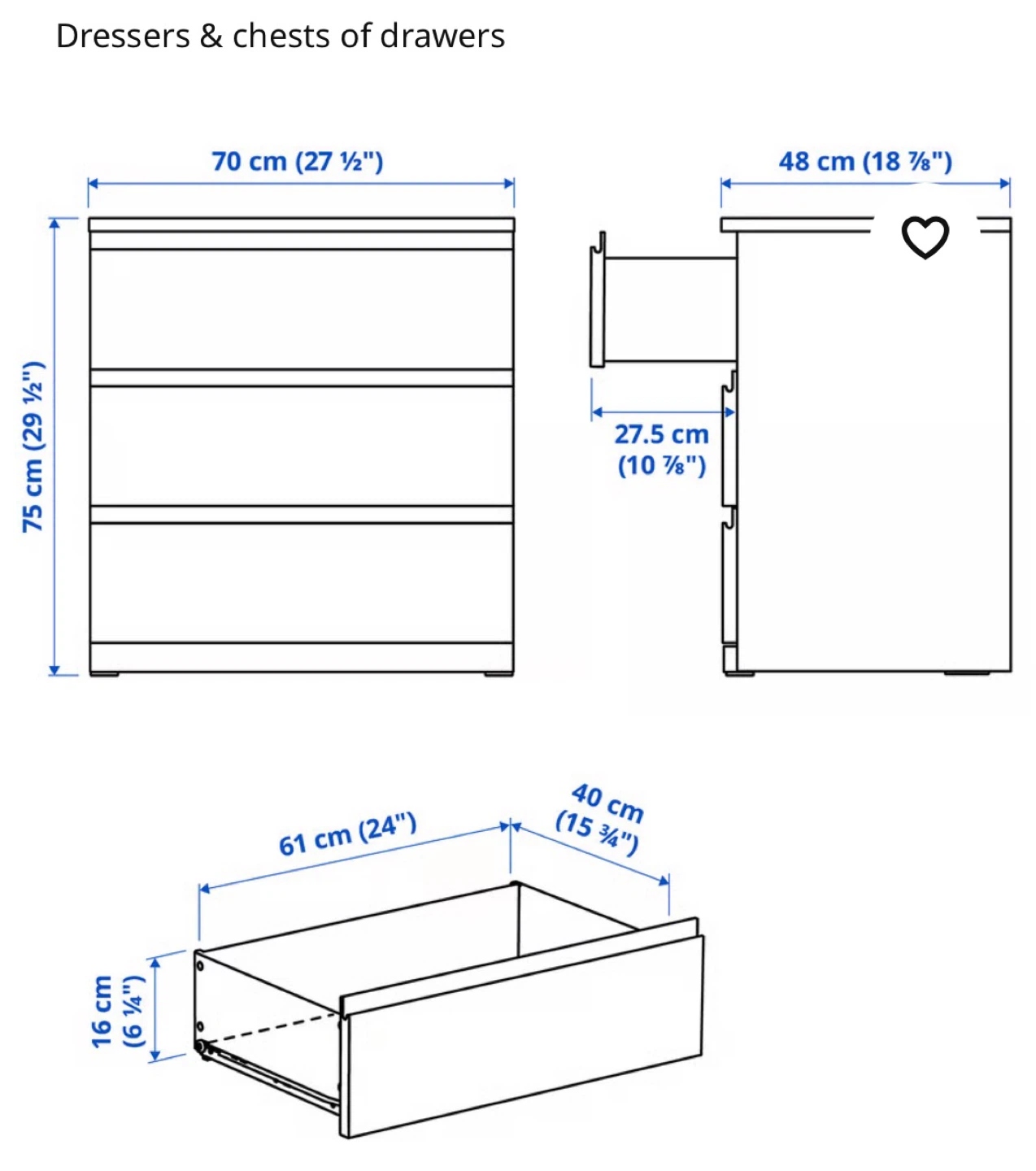 Wood Dresser - 3 Drawer - photo 2