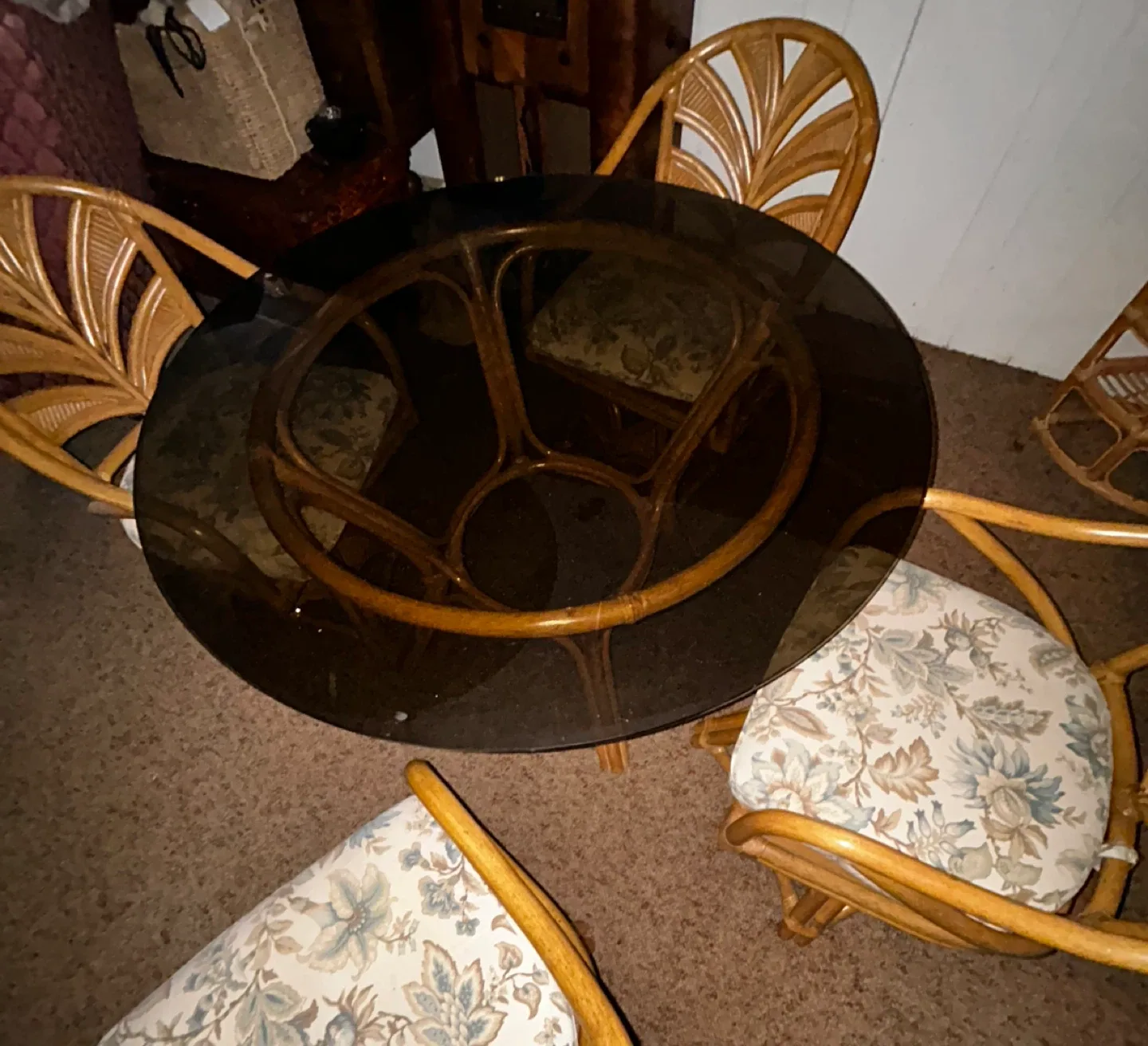 Vintage Rattan Dining Set - Table & 4 Chairs image indicator(3)