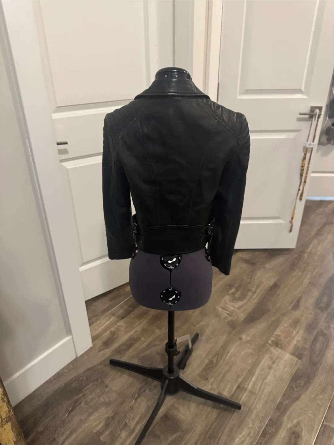 Black lambskin Leather quilted Moto Jacket - fits like xs image indicator(5)