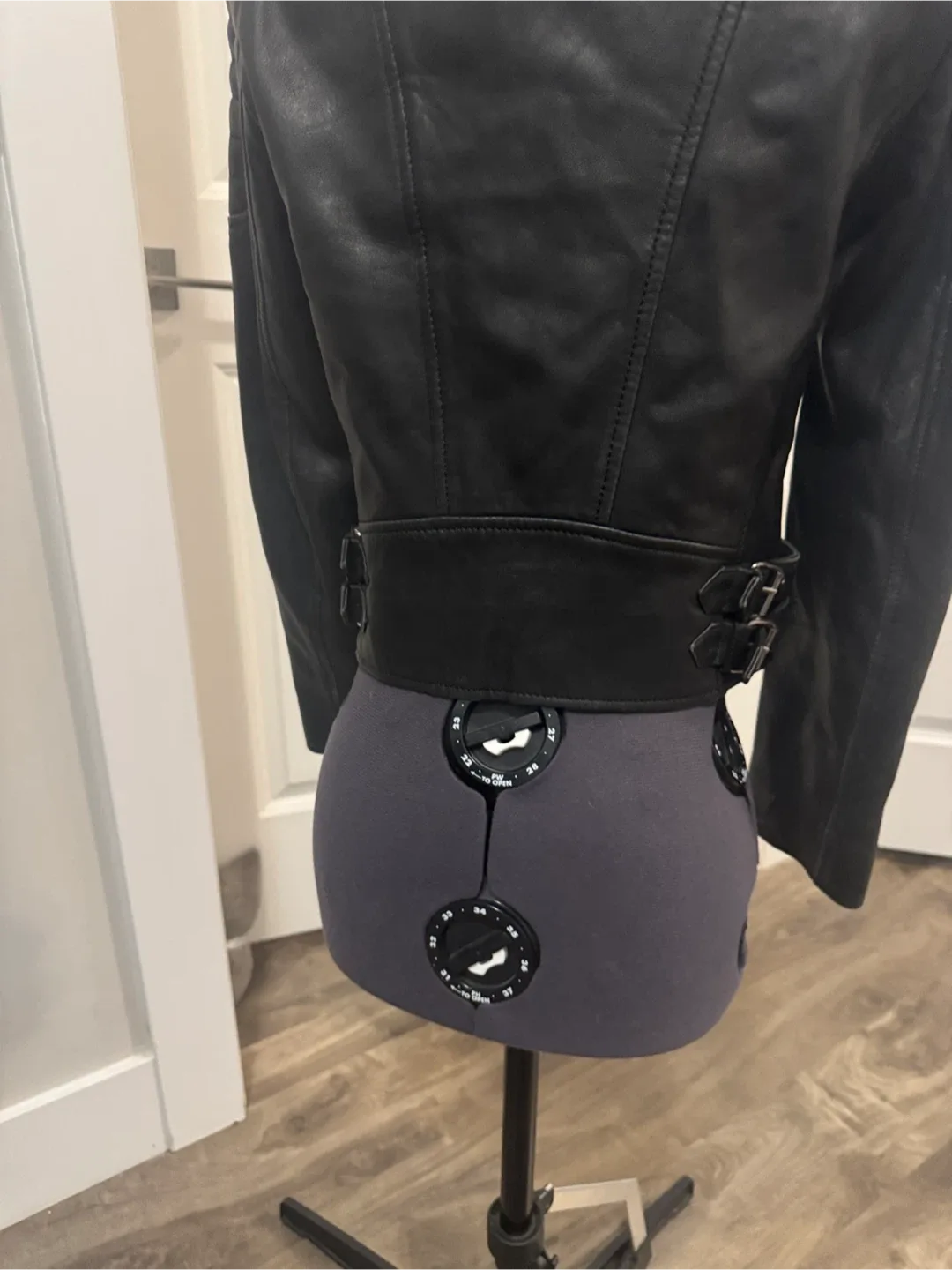 Black lambskin Leather quilted Moto Jacket - fits like xs image indicator(6)