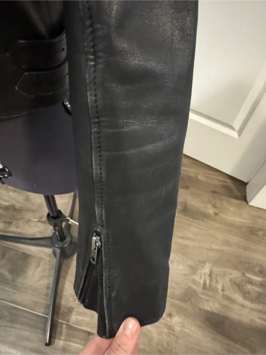 Black lambskin Leather quilted Moto Jacket - fits like xs image indicator(7)