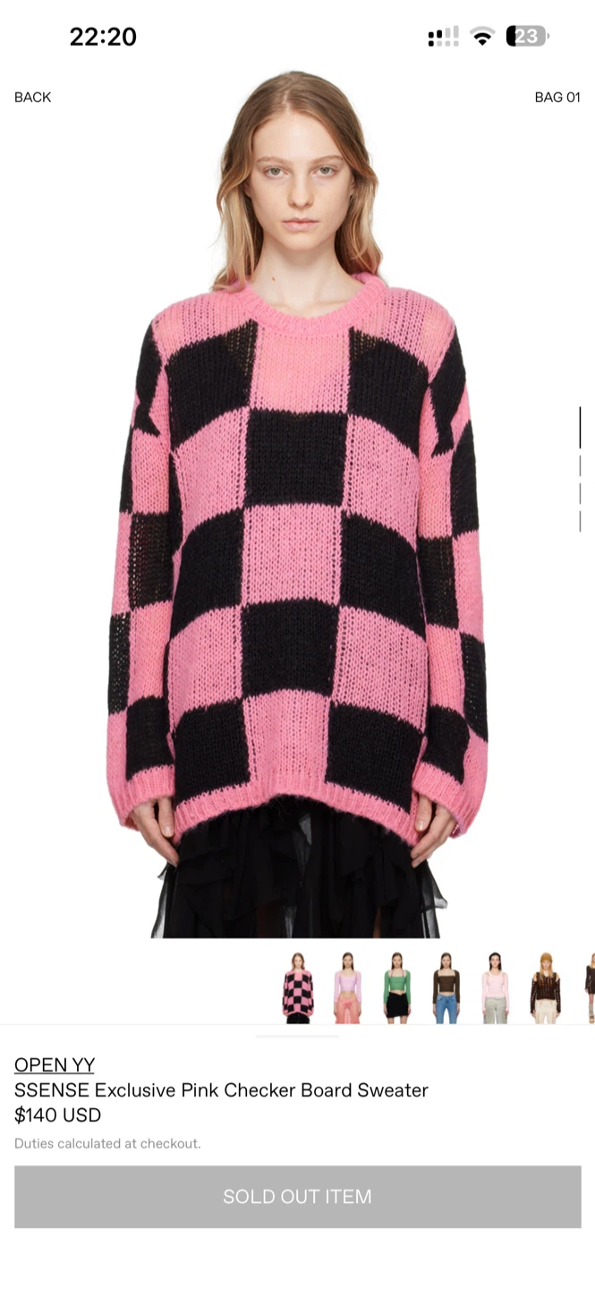 OPEN YY Pink Checker Board Sweater