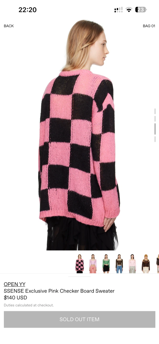 OPEN YY Pink Checker Board Sweater - photo 3