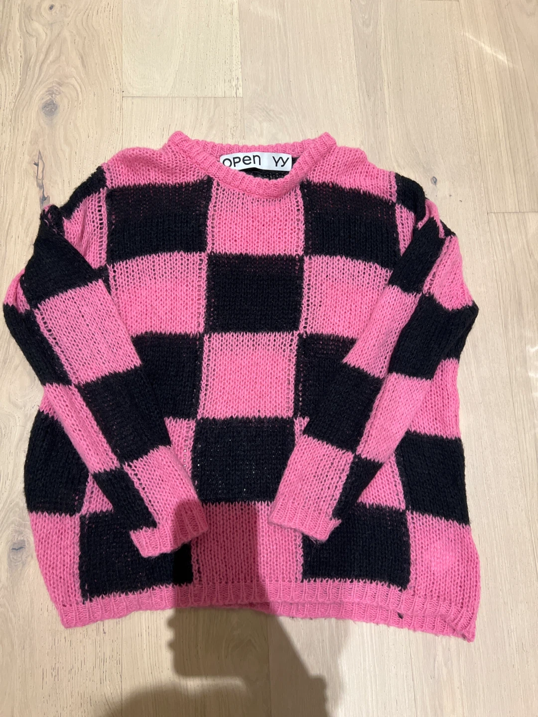 OPEN YY Pink Checker Board Sweater - photo 5