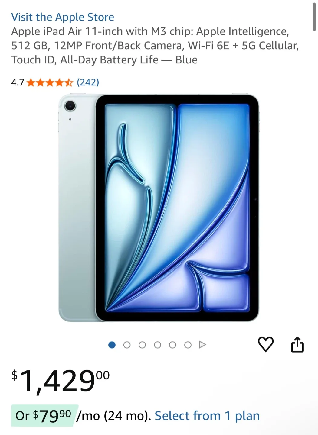 Apple iPad Air 11-inch, 512 GB - Blue