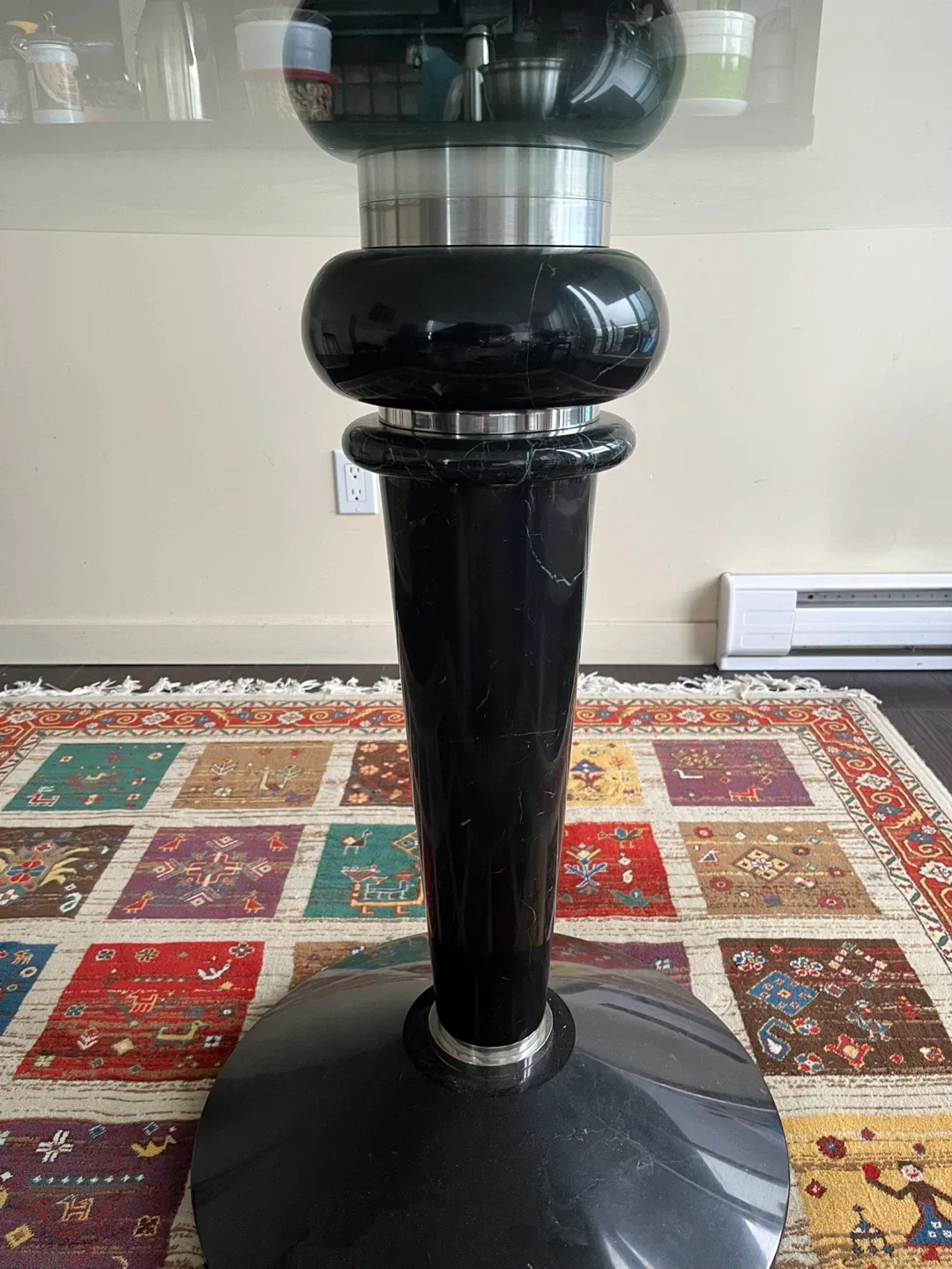 Glass Top Dining Table with Black Marble Base image indicator(2)