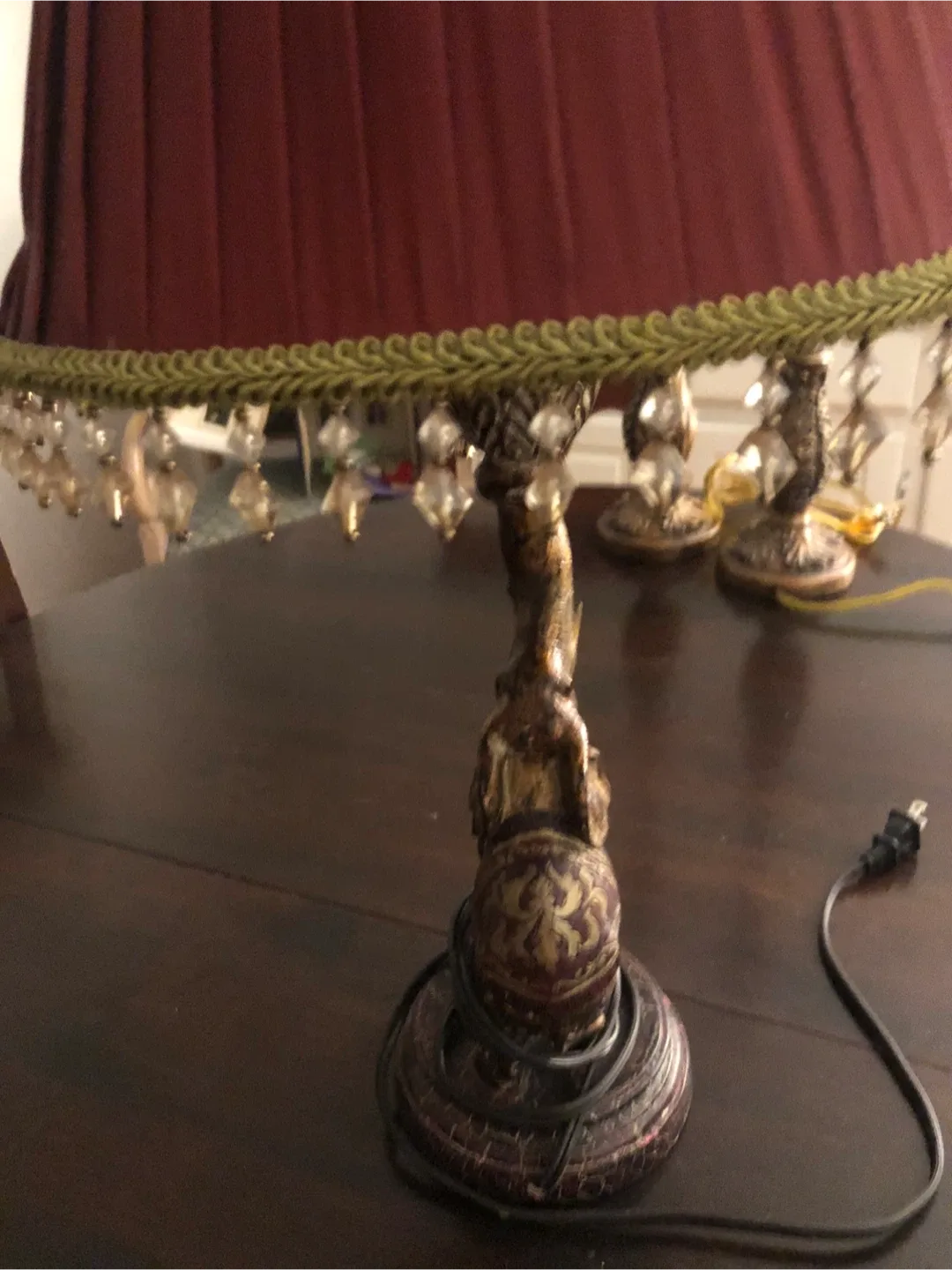 Elephant Table Lamp with Red Shade image indicator(3)