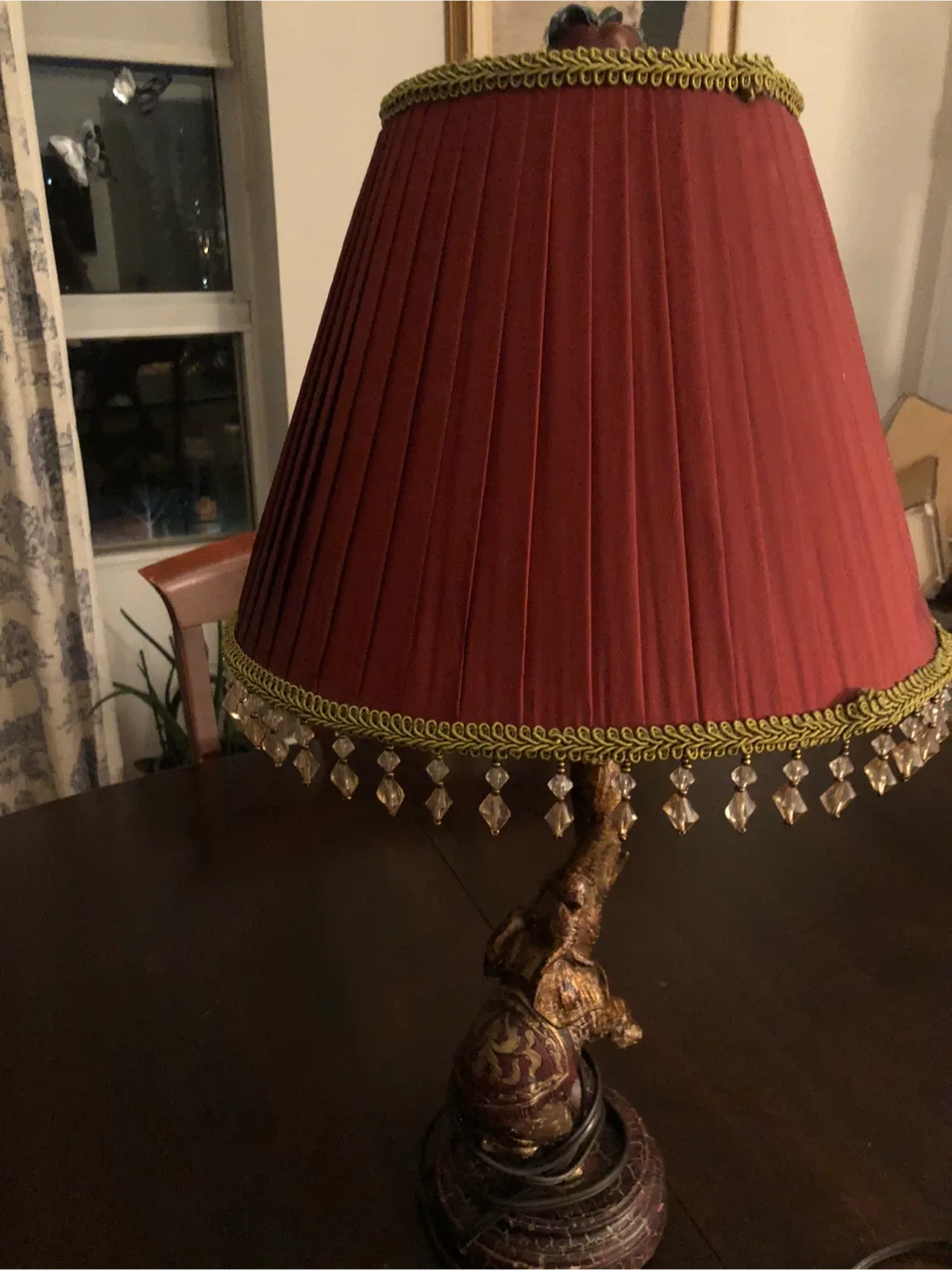 Elephant Table Lamp with Red Shade image indicator(2)