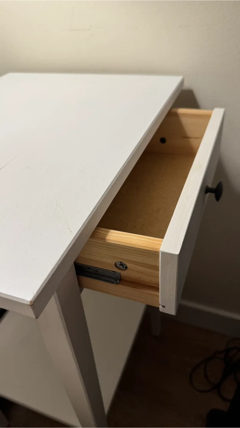 IKEA white bedside table with drawer & shelf image indicator(4)