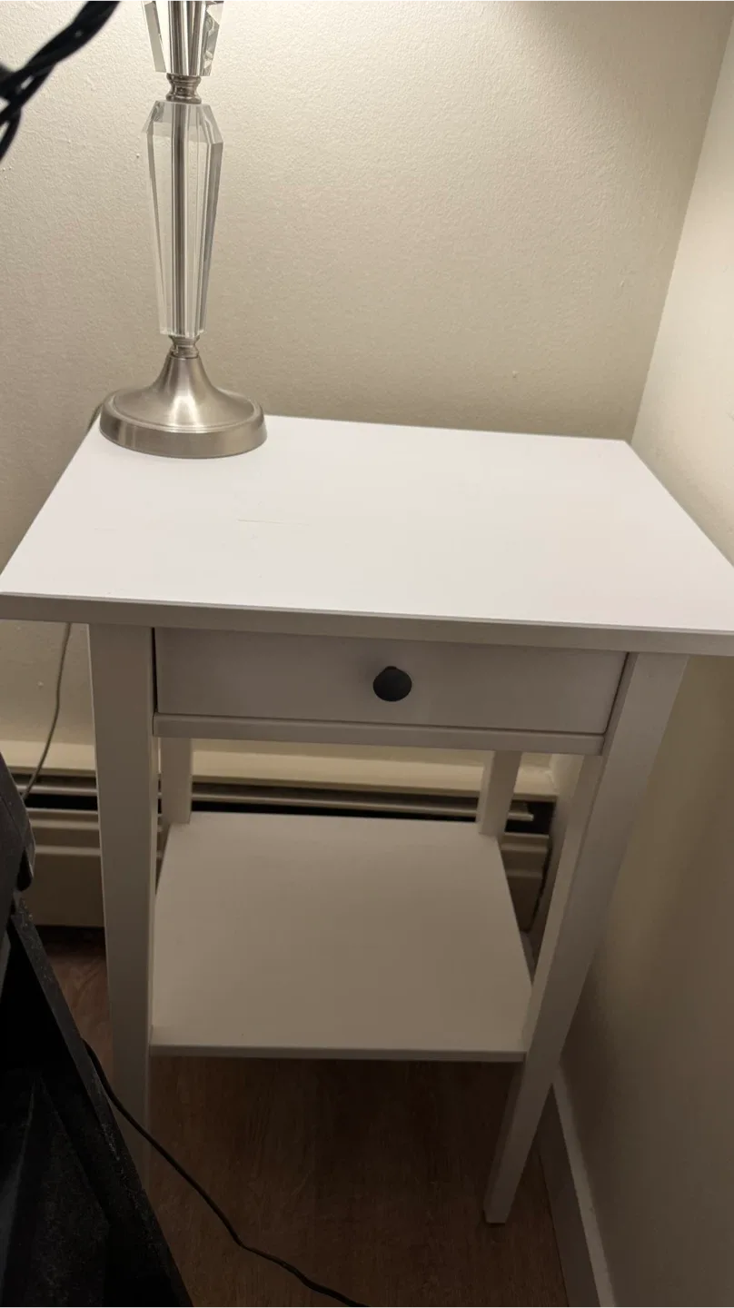 IKEA white bedside table with drawer & shelf image indicator(2)