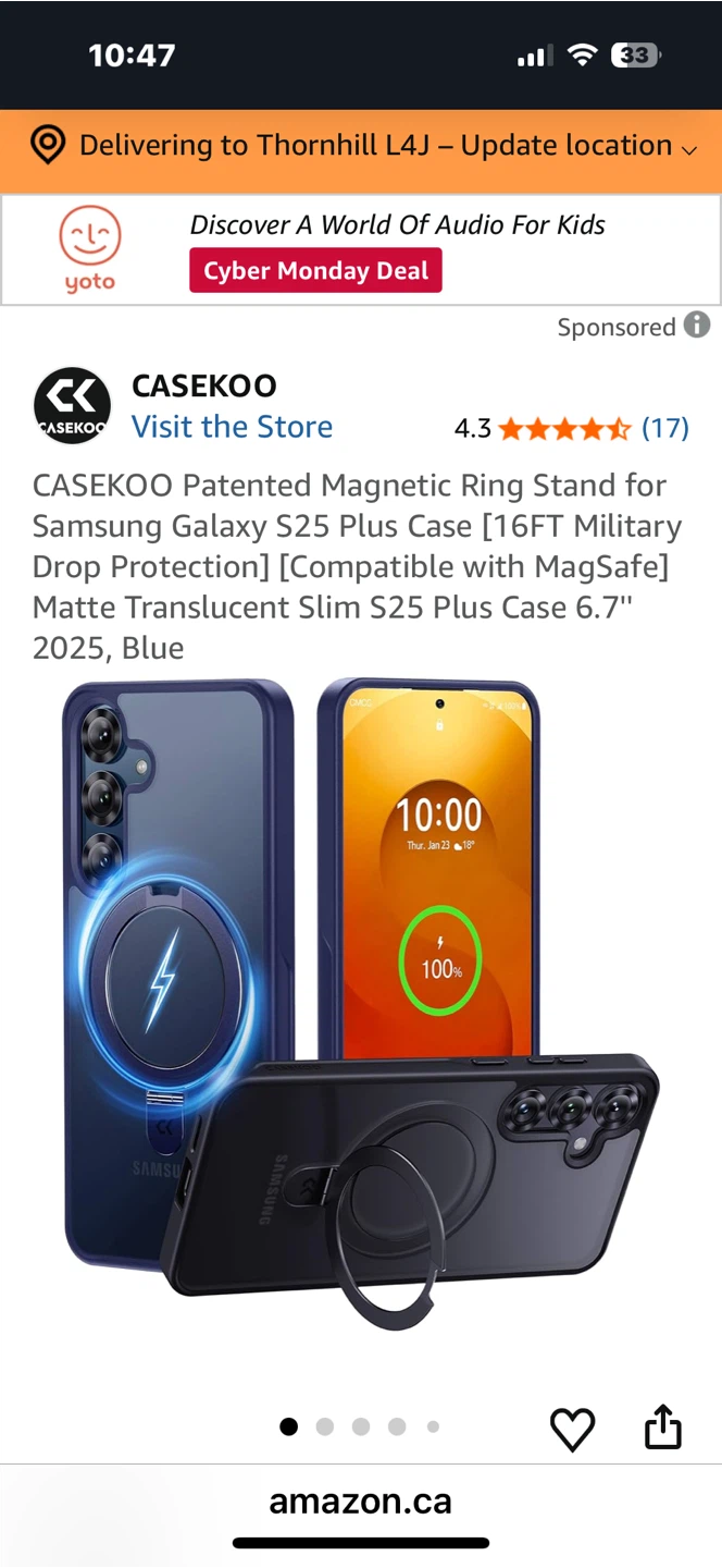 CASEKOO Magnetic Ring Stand Case  Samsung Galaxy S25 Plus - Blue - photo 2