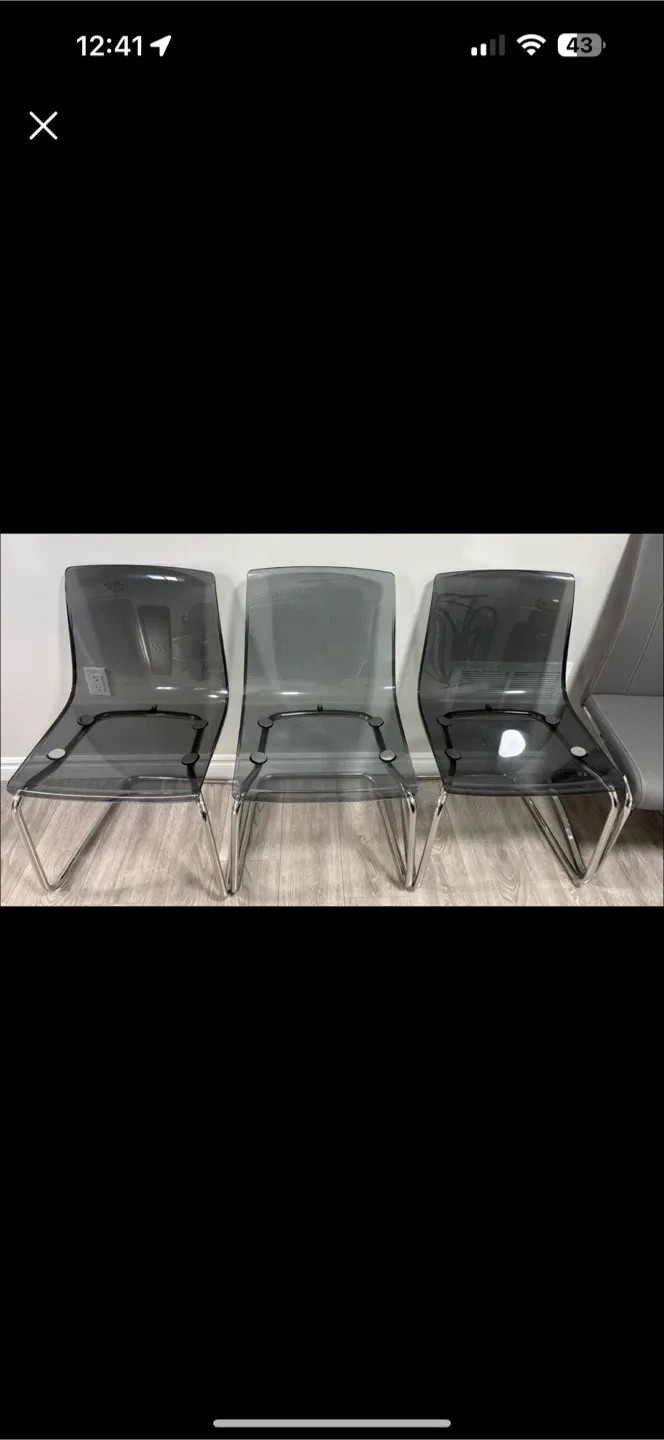 1 IKEA Smoke Grey Acrylic Dining Chair