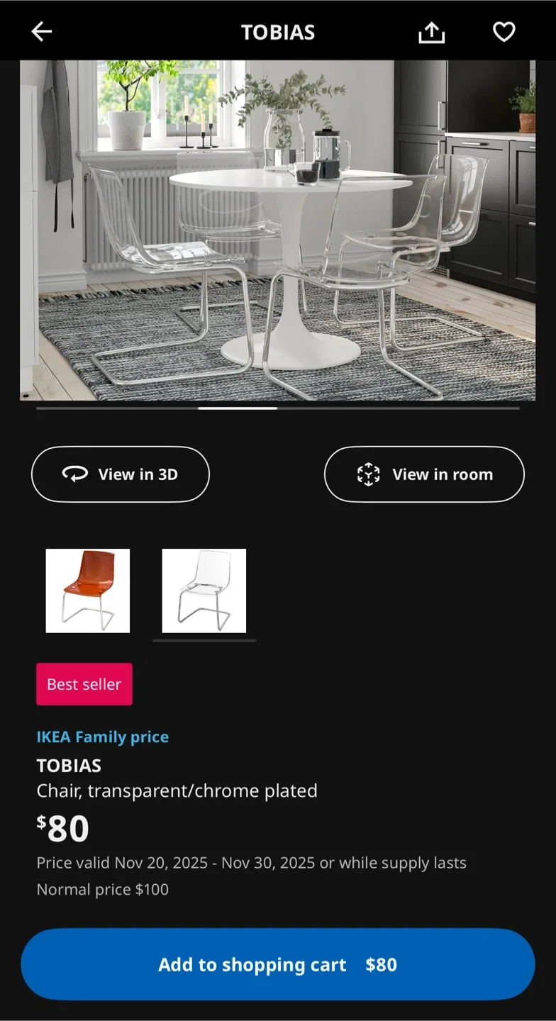 1 IKEA Smoke Grey Acrylic Dining Chair image indicator(2)