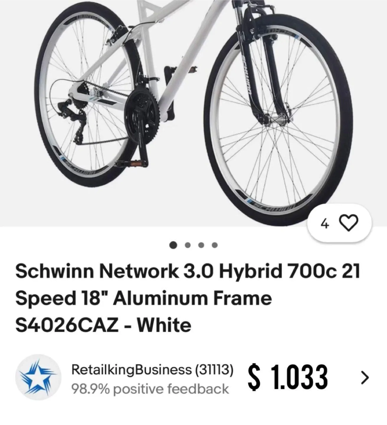 Schwinn Network 3.0 White Hybrid Bike image indicator(7)