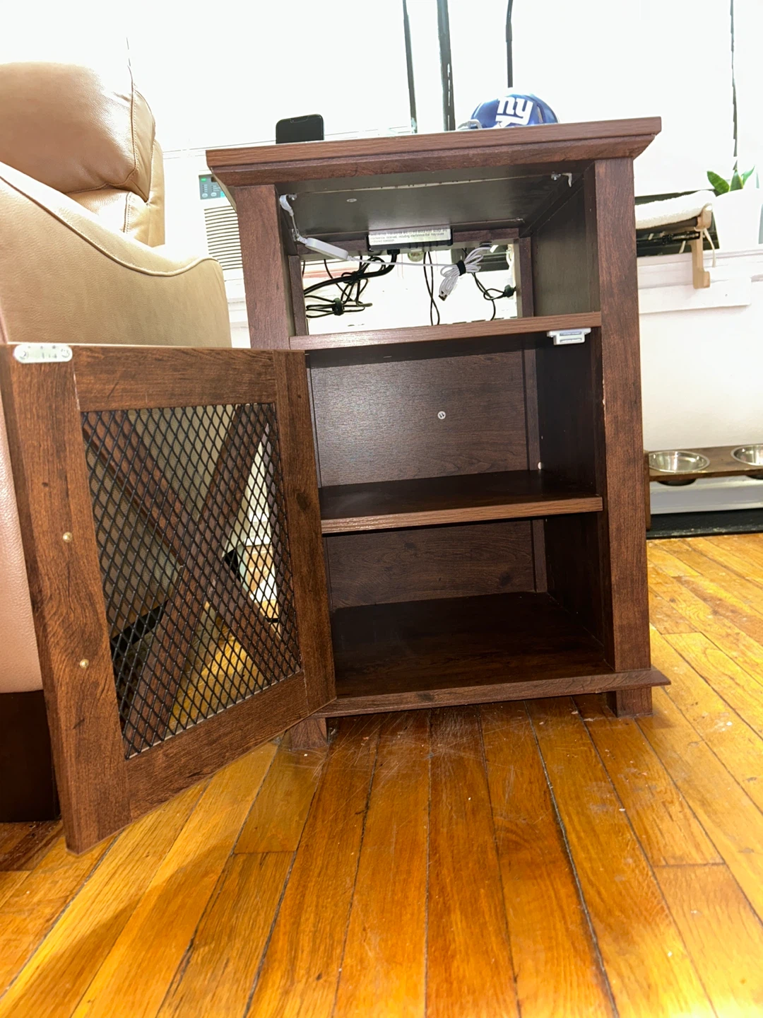 Brown Wooden Nightstand with Door - photo 3