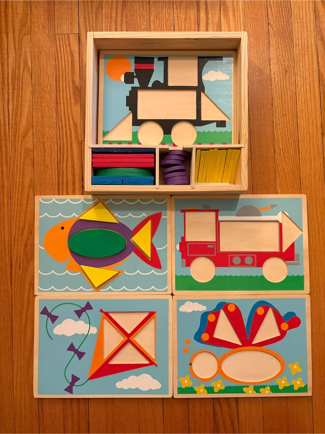Melissa & Doug Wooden Pattern Puzzle with 5 Double-Sided Scenes
