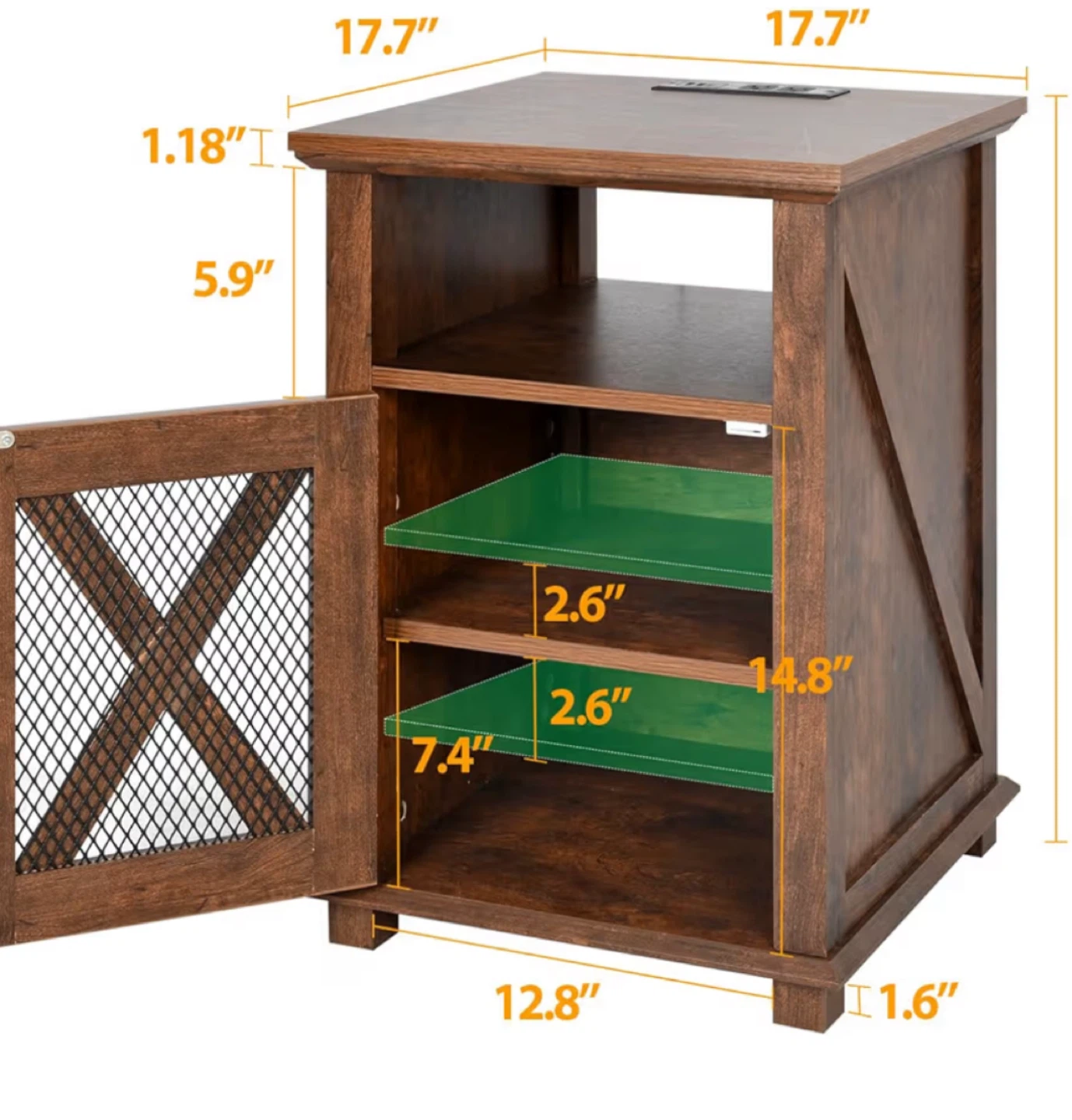 Brown Wooden Nightstand with Door - photo 4
