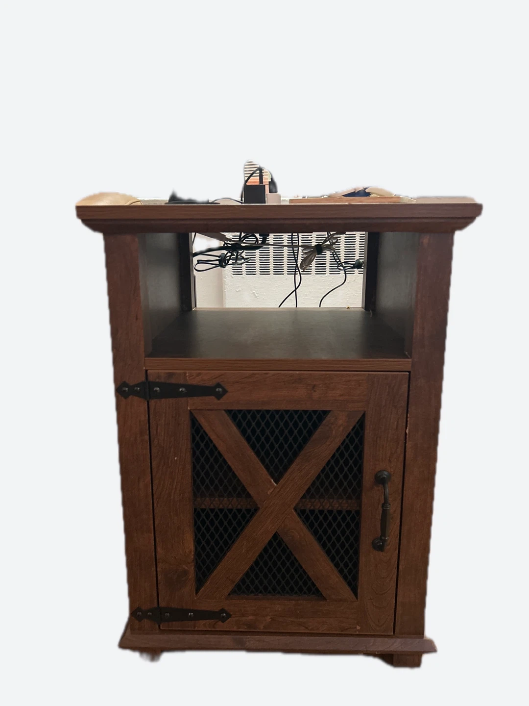 Brown Wooden Nightstand with Door