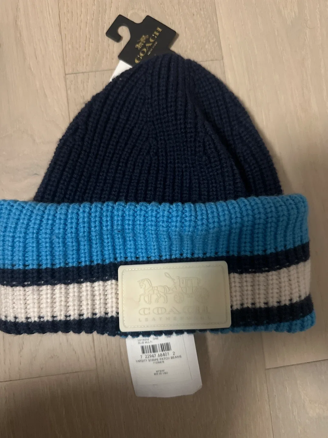 New Coach Varsity Stripe Patch Beanie