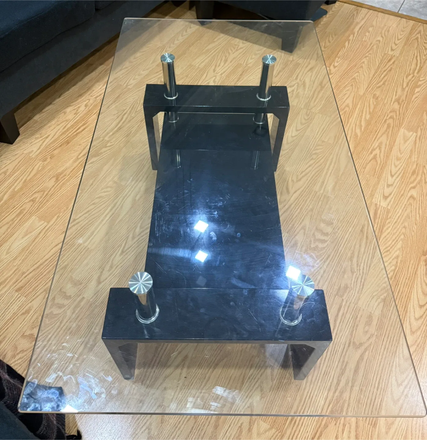 Glass Top Coffee Table - Black Accent