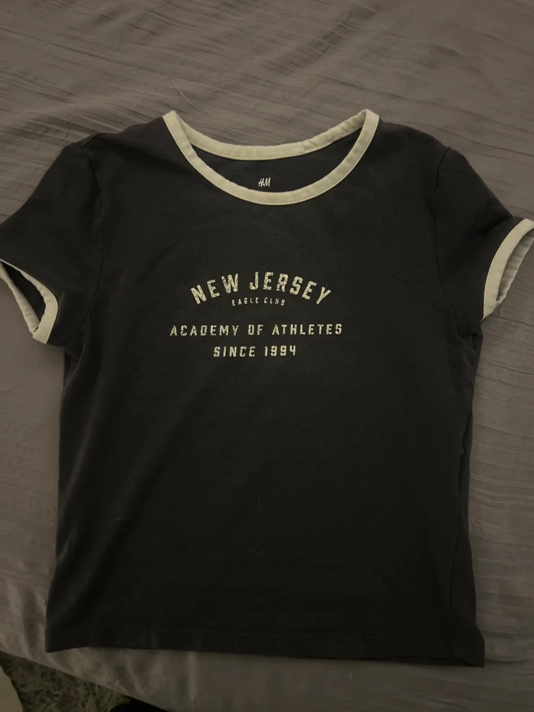 H&M Black Ringer Tee - Size 12/14