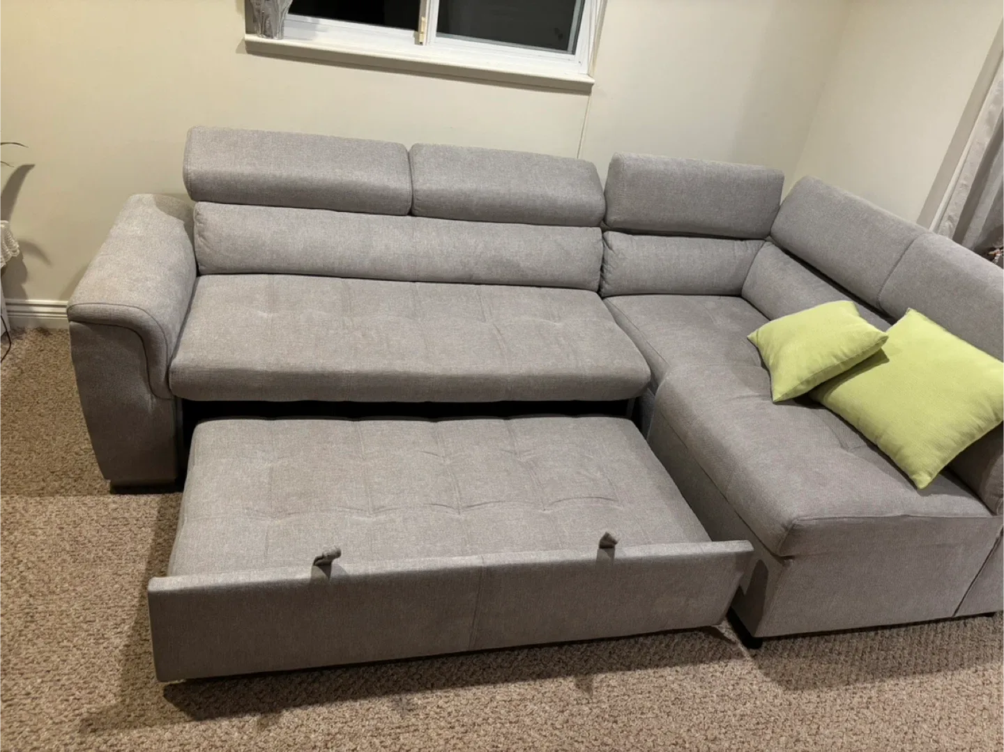 Grey Sectional Sofa with Pull-Out Bed image indicator(5)