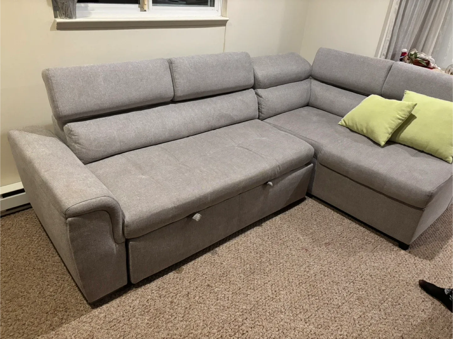 Grey Sectional Sofa with Pull-Out Bed image indicator(3)