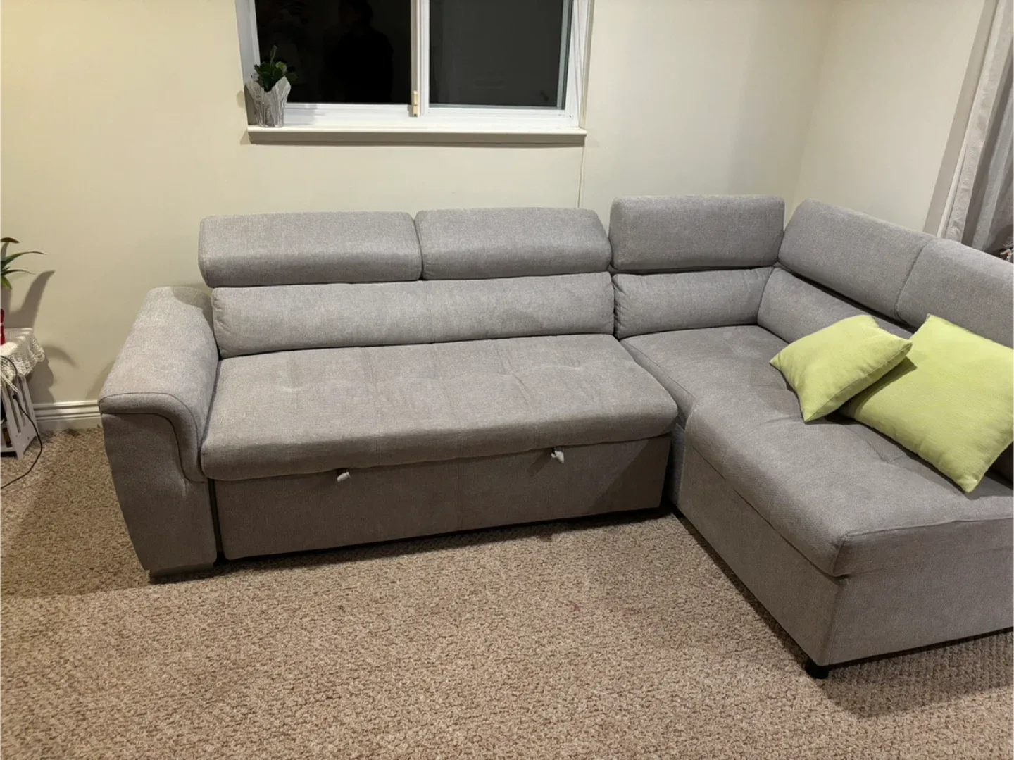 Grey Sectional Sofa with Pull-Out Bed image indicator(6)